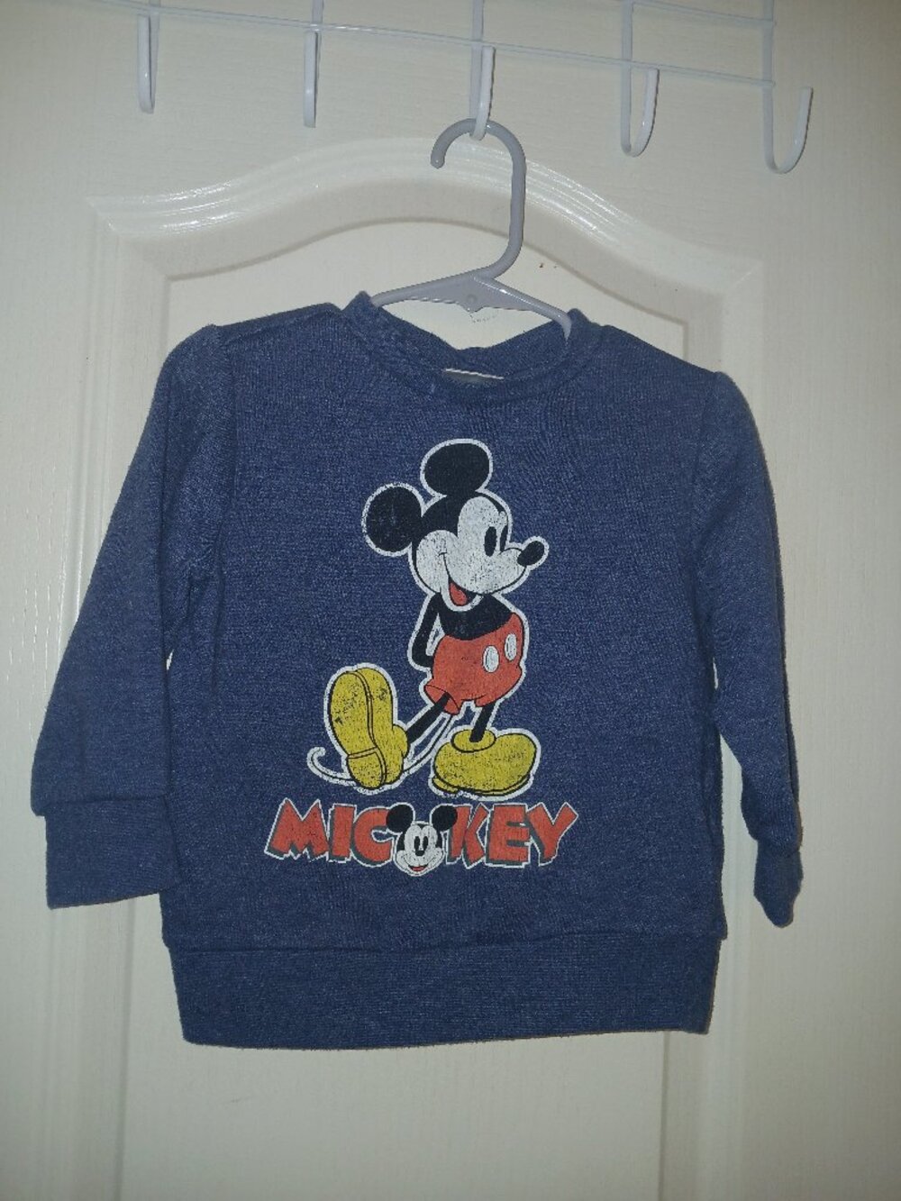 114 Disney Mickey Mouse Vintage Distressed Blue Crewneck Fleece Sweatshirt 2T